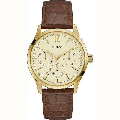 GUESS Regent Homme 42mm Bracelet Cuir Marron Quartz Analogique Montre W1041G2