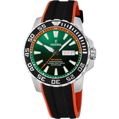 Montre Festina F20662/2 Vert, Bracelet D&acute; Caoutchouc, Homme