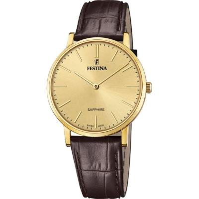 Montre Festina Swiss Made F20016/2 Champagne, Bracelet Cuir, Homme