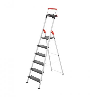 Escabeau de s&eacute;curit&eacute; pliable en aluminium 6 marches larges Hailo L100