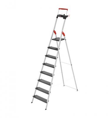 Escabeau de s&eacute;curit&eacute; pliable en aluminium 8 marches larges Hailo L100