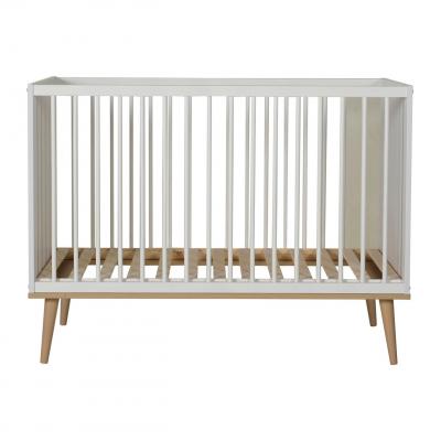 Lit b&eacute;b&eacute; &eacute;volutif 60x120 cm bois blanc et h&ecirc;tre clair fleur