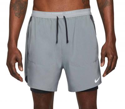 Short de running doubl&eacute; 18 cm Nike Dri-FIT Stride pour homme - Gris