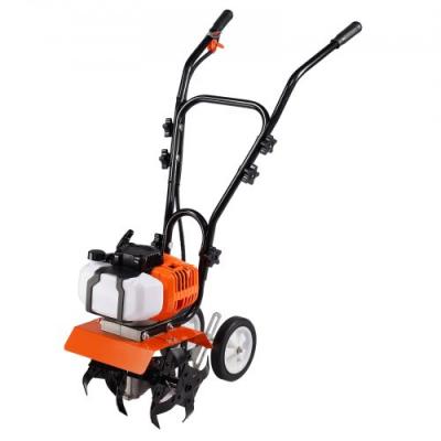 Motoculteur &agrave; Essence 43CC &agrave; 2 Temps Avec 4 Dents Avant R&eacute;glables Grandes Roues