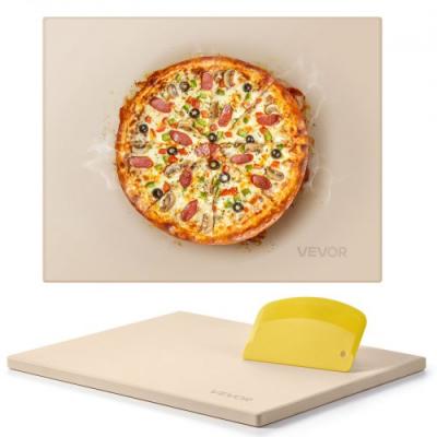 Pierre &agrave; Pizza Rectangulaire en Cordi&eacute;rite 38x30x1,5cm Grattoir Multifonctionnel
