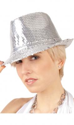 Chapeau de Gangster avec Paillettes Argent&eacute;es