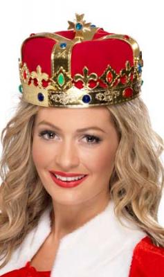 Smiffys Couronne de Reine, avec joyaux, Taille unique, Rouge