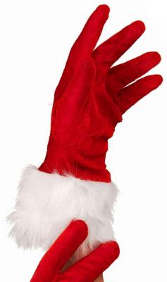 Gants Miss Santa Velours Et Fourrure - Rouge