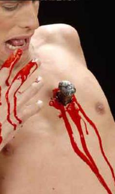 Proth&egrave;se pieu dans le torse WIDMANN - Halloween horreur - Rouge