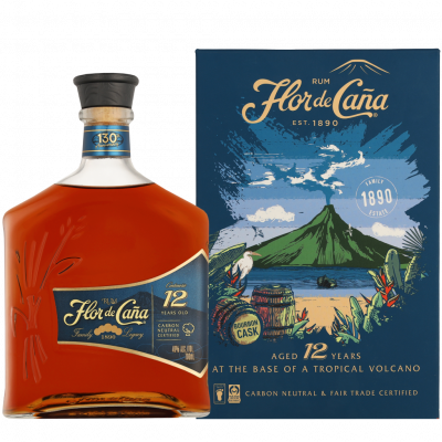 Flor De Cana 12 Years + Glass 70cl Coffrets Rhum + Coffret cadeau