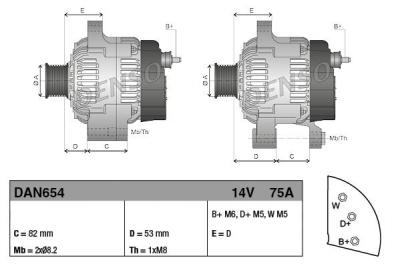 Alternateur DAN654 Denso 