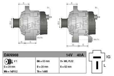 Alternateur DENSO DAN968