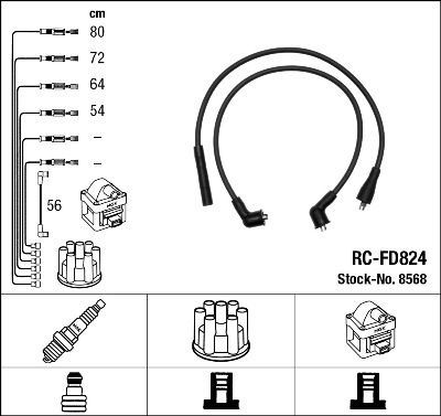 Kit de c&acirc;bles dallumage RC-FD824 NGK