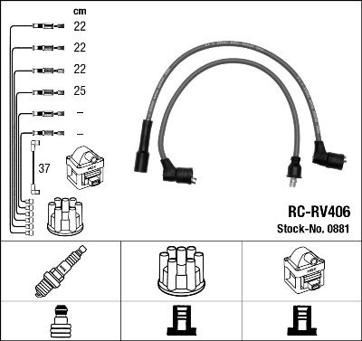 Kit de c&acirc;bles dallumage RC-RV406 NGK