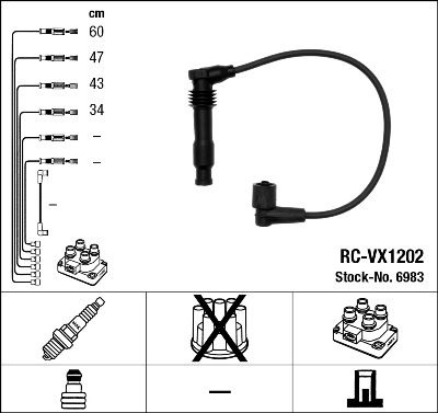 Kit de c&acirc;bles dallumage RC-VX1202 NGK