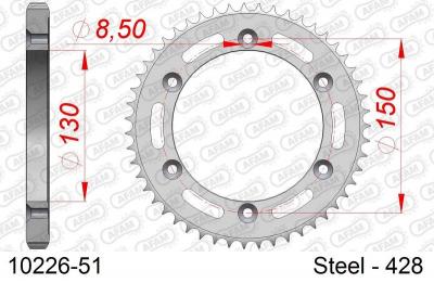 Couronne AFAM 51 dents acier standard pas 428 type 10226