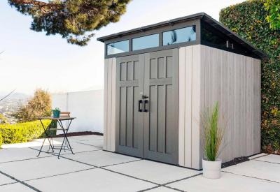Abri de jardin r&eacute;sine - Imitation bois avec plancher - 6,45m&sup2;
