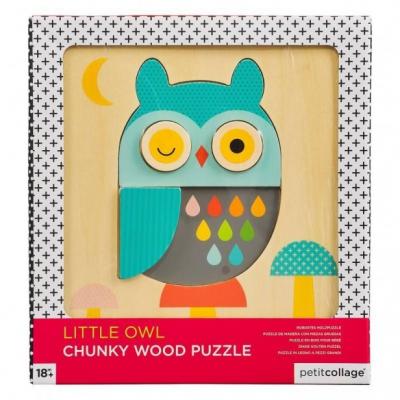Petit Collage PTC318 Chunky Wooden Tray Owl Puzzle, Multi