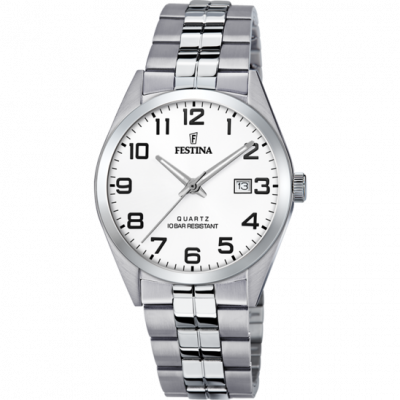 Montre Festina Classics F20437/1 Blanc, Bracelet En Acier, Homme