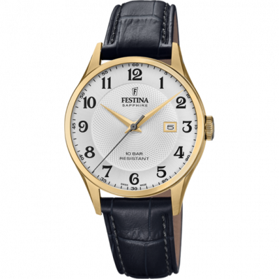 Montre Festina Swiss Made F20010/1 Argent&eacute;, Bracelet Cuir, Homme