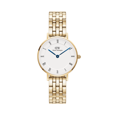 Daniel Wellington DW Montre Petite Roman Numerals 5-Link Gold 28mm