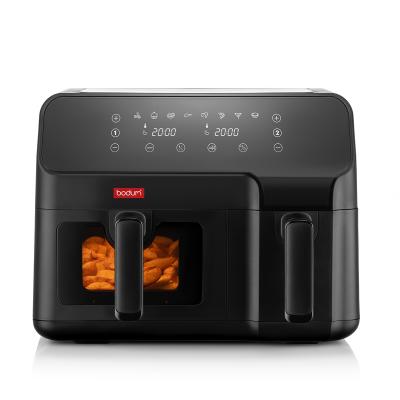 Bodum MELIOR Friteuse &eacute;lectrique &agrave; air puls&eacute;, double compartiment 3.2 l & 5.1 L, 2.700 W Noir