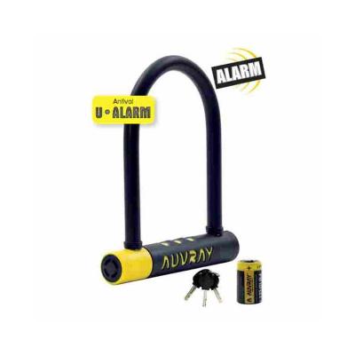 Antivol velo u 128 x 245mm auvray noir alarme avec support