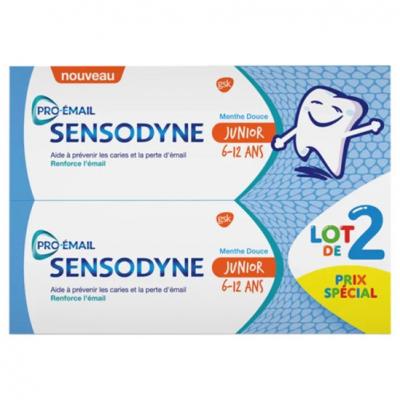 Dentifrice Junior 6 &agrave; 12 Ans 2x50ml Pro-email Menthe Douce Sensodyne