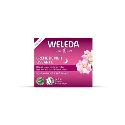 Soin Visage Cr&egrave;me De Nuit Lissante &Agrave; La Rose Musqu&eacute;e Et Th&eacute; Blanc Bio Weleda - Le Pot De 40ml
