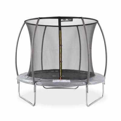 Trampoline Rond &Oslash; 250 Cm Gris Avec Filet De Protection Int&eacute;rieur - Pluton Inner - Nouveau Mod&egrave;le -