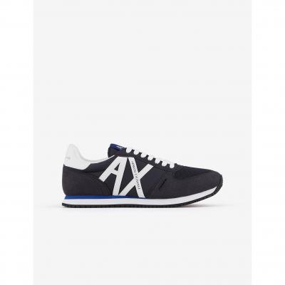Armani Exchange pour homme. Chaussure de course r&eacute;tro avec logo bleu