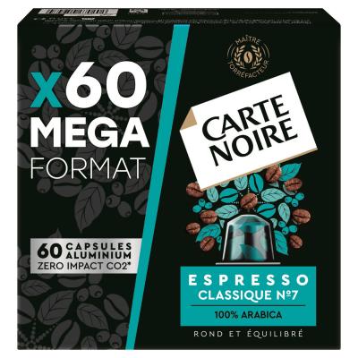 Caf&eacute; Capsules Compatibles Nespresso Espresso &deg;7 Carte Noire - La Boite De 60