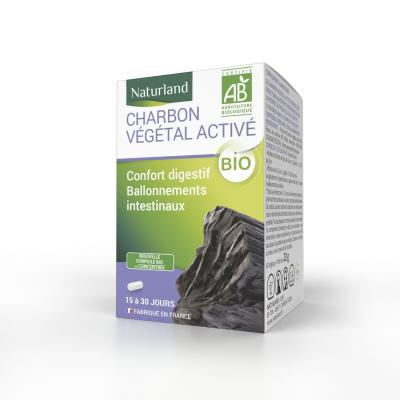 Naturland Charbon V&eacute;g&eacute;tal Activ&eacute; Bio 60 G&eacute;lules - Pot 60 g&eacute;lules