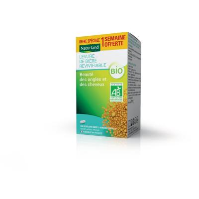 Naturland Levure de Bi&egrave;re Bio 150Vg Dont 1 Semaine Offerte - Pot 150 v&eacute;g&eacute;caps