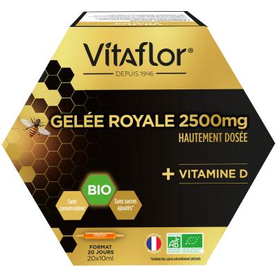 Gel&eacute;e Royale 2500 mg Et Vitamine D Bio 20x10ml Vitaflor