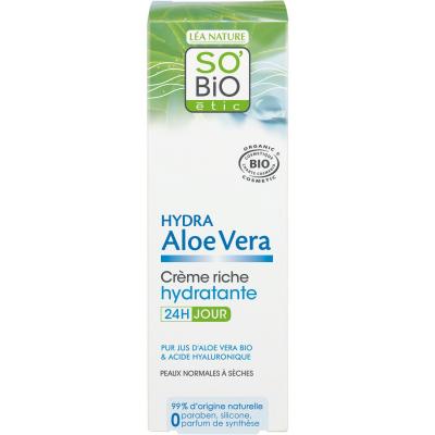 Cr&egrave;me Visage Hydratante 24h Cr&egrave;me Riche &Agrave; L'aloe Vera Bio So'bio Etic - Le Tube De 50 Ml
