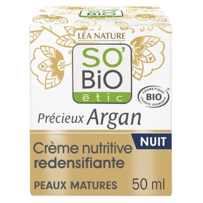 Cr&egrave;me nutritive redensifiante nuit, pr&eacute;cieux argan peaux matures