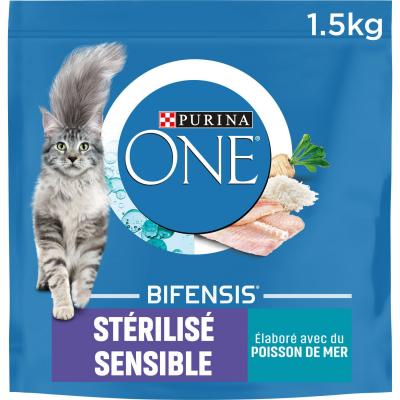 PURINA ONE Chat St&eacute;rilis&eacute; Sensible poisson de mer - 1,5 kg