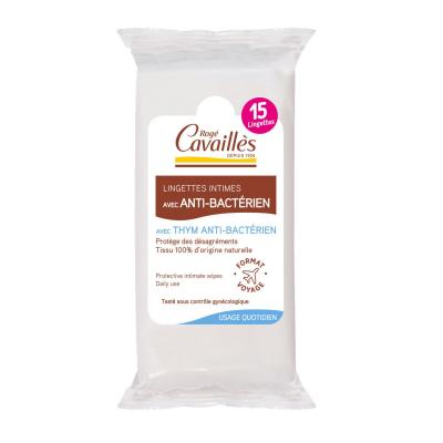 Rog&eacute; Cavailles Lingettes Intime Anti Bact&eacute;riennes Paquet de 15