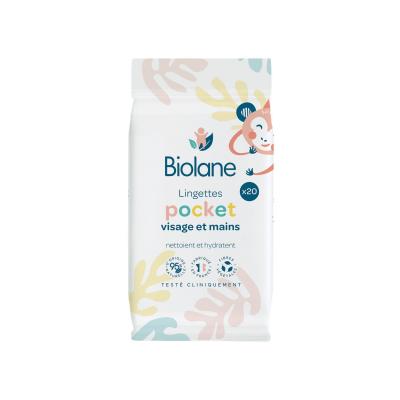 Lingettes B&eacute;b&eacute; Pocket Visage&Mains Biolane - Le Paquet De 20