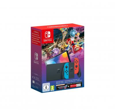 Nintendo Switch Oled+mario Kart 8(cid)+3 Month Nso Clair Europe PAL