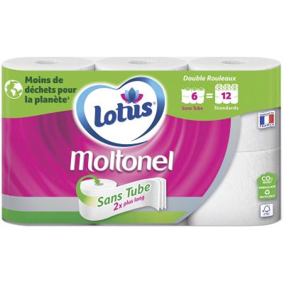 Papier Toilette Blanc Sans Tube Moltonel - Les 6 Rouleaux