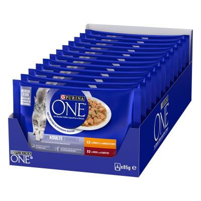 8x85g chat adulte poulet, boeuf Purina One - P&acirc;t&eacute;e pour chat