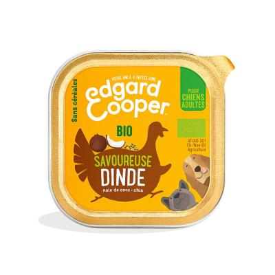Barquette Bio Chien Sans C&eacute;r&eacute;ales 100g Dinde frais