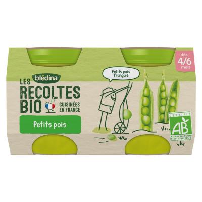 Bl&eacute;dina Les R&eacute;coltes Bio Pot Petits Pois +4m 2 x 130g