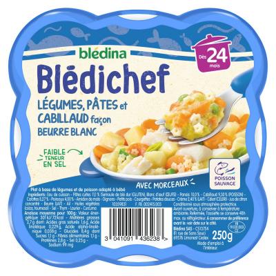 BLEDICHEF L&eacute;gumes p&acirc;tes et cabillaud 250g