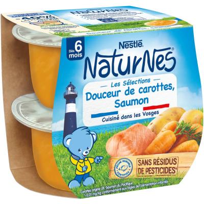 Plat B&eacute;b&eacute; D&egrave;s 6 Mois, Carottes Saumon Naturnes - Les 2 Pots De 200 G