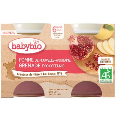 BabyBio&reg; Pomme Grenade +6 Meses 2x130g