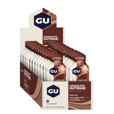 Gu 24 Units Chocolate Outrage Energy Gels Box Marron 