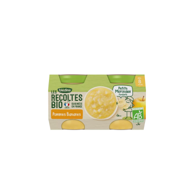 Bl&eacute;dina Les R&eacute;coltes Bio Pot Compote Pomme Banane +8m 2 x 130g